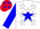 Silk - White, red heart on blue star, white stars on red band, blue sleeves