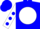 Silk - Blue, white ball, blue 'c', white sleeves, blue dots, blue cap