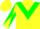 Silk - Yellow, green triangular panel, yellow and green diagonal quartered sleeves, yellow cap