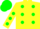 Silk - Yellow, green spots, yellow sleeves, green spots, green cap