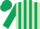 Silk - Light green, white, and dark green thirds, light green, white, dark green stripes on sleeves and cap