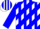 Silk - White, blue diagonal stripes, blue stripes on sleeves