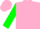 Silk - Pink, pink 'jj' on green four leaf clover, pink bars on green sleeves