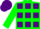 Silk - Neon green and purple squares, purple bars on green sleeves, green and purple cap