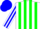 Silk - White, royal blue and green stripes, green sleeves, blue stripes, blue cap
