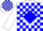 Silk - White, blue 'h' in diamond frame, blue blocks, blue blocks on white sleeves