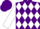 Silk - Purple, white diamonds, purple stripe on white slvs