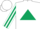 Silk - White, dark green triangle, dark green stripe on sleeves, dark green and white cap
