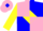 Silk - Pink, blue quarters, yellow diamond, blue rlc, blue & yellow diagonal quater sleeves