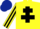 Silk - Yellow, black cross of lorraine, yellow sleeves, black striped, dark blue cap