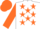 Silk - White body, orange stars, orange arms, orange cap