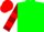 Silk - Forest green, cherry red bell, cherry red bars on sleeves, cherry red cap