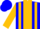 Silk - Blue, gold stripe with 'sg', gold stripes on sleeves, blue cap