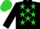 Silk - Black, lime green stars, star m emblem on back, matching cap