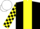 Silk - Black, yellow stripe, checked sleeves, white cap