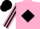 Silk - Pink, black 'huitron', black diamond framed chess emblem, black diamond stripe on slvs, black cap