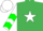 Silk - Emerald green, white star, white sleeves, green chevrons, white cap