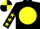 Silk - Black, Yellow disc, Black sleeves, Yellow stars, quartered cap