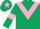 Silk - Dark green, pink chevron, armlets and star on cap