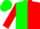 Silk - Green & red diagonal halves, red sleeves