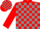 Silk - Red and grey blocks, grey hoops on red sleeves