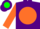 Silk - Purple, green 'e' on  orange ball, orange sleeves