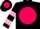 Silk - Black, hot pink ball and black 'e', two pink hoops on sleeves
