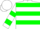 Silk - White, green emblem, green hoops, green bars on sleeves