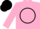 Silk - Bubble gum pink, black circle and 'bb', black cap