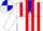 Silk - White, red stripes, white star on blue yoke, blue and white quartered s;eeves