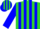 Silk - Lime green and blue stripes, blue sleeves