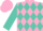 Silk - Pink, pink 'r' in turquoise diamonds, pink on turquoise sleeves