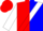 Silk - Red and blue diagonal halves, white sash, blue stripe on white sleeves