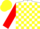 Silk - white, yellow check, red sleeves, yellow cap