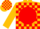 Silk - Gold, gold 'hh' in red ball, red blocks on gold sleeves