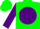 Silk - Green, purple ball and cartoon emblem, purple ball on sleeves, green cap, purple visor