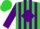 Silk - Chartreuse, purple diamond, white 's', purple stripes on sleeves, chartreuse cap
