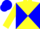 Silk - Yellow and blue diagonal quarters, yellow sleeves, two blue hoops, yellow and blue cap