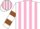 Silk - White, pink stripes, brown hoops on sleeves