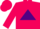 Silk - Fuchsia, purple triangle, purple triangle on fuchsia sleeves, fuchia cap