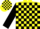 Silk - Yellow, black blocks, silver wolf in shield, black sleeves
