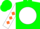 Silk - Kelly green, white ball, green emblem (shamrock), white sleeves, orange diamonds