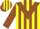 Silk - Yellow, brown triangular panel, brown stripes on sleeves