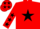 Silk - Red, Black star and stars on sleeves, Red cap, Black stars