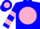 Silk - Blue, blue 'k' on pink ball, pink bars on sleeves