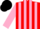 Silk - Red and pink stripes, pink sleeves, black cap