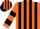 Silk - Fluorescent orange and black stripes, orange and black hoops on sleeves, orange and black striped cap