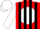 Silk - Red, black 'c' on white ball, black stripes on white sleeves, white cap
