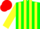 Silk - Green, red and gold emblem, yellow stripes on sleeves, red cap