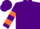 Silk - Purple, orange circled 'b', orange bars on sleeves, purple cap